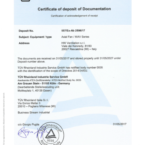 ATEX certificate