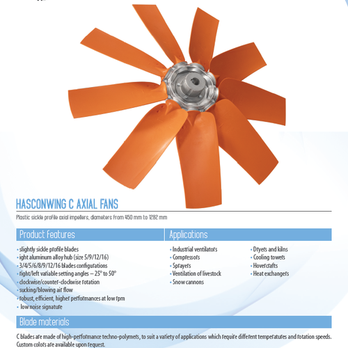 HW C Variable-pitch Sickle Profile Axial Fan
