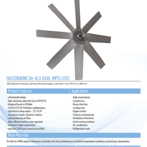 HW De-ALU Fixed-pitch Axial Fan for High Temperatures